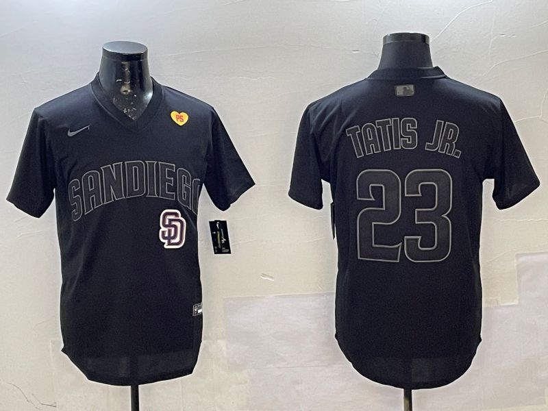 Men 2025 San Diego Padres #23 Tatis jr Black Throwback Nike MLB Jersey style 7121->new york yankees->MLB Jersey